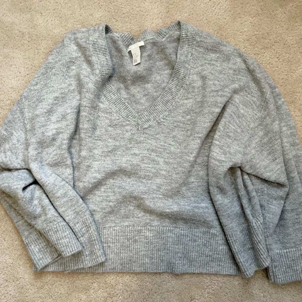 Basics by H&M Gray V Neck Sweater